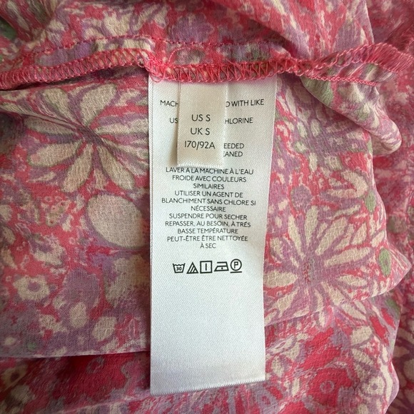Free People Womens Small Pink Multi Floral Sheer Groovy Ruffle Maxi Feminine - Picture 9 of 13